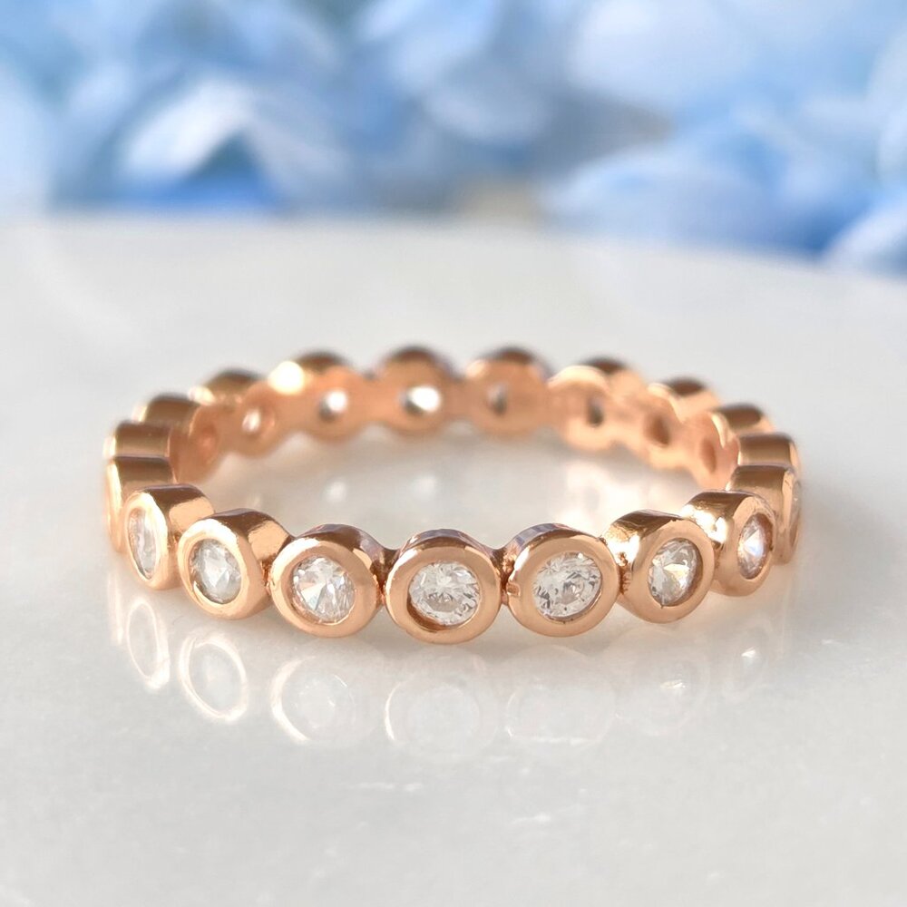 Stackable Rose Gold Eternity Ring, Charmed Aroma - 925 Sterling Silver